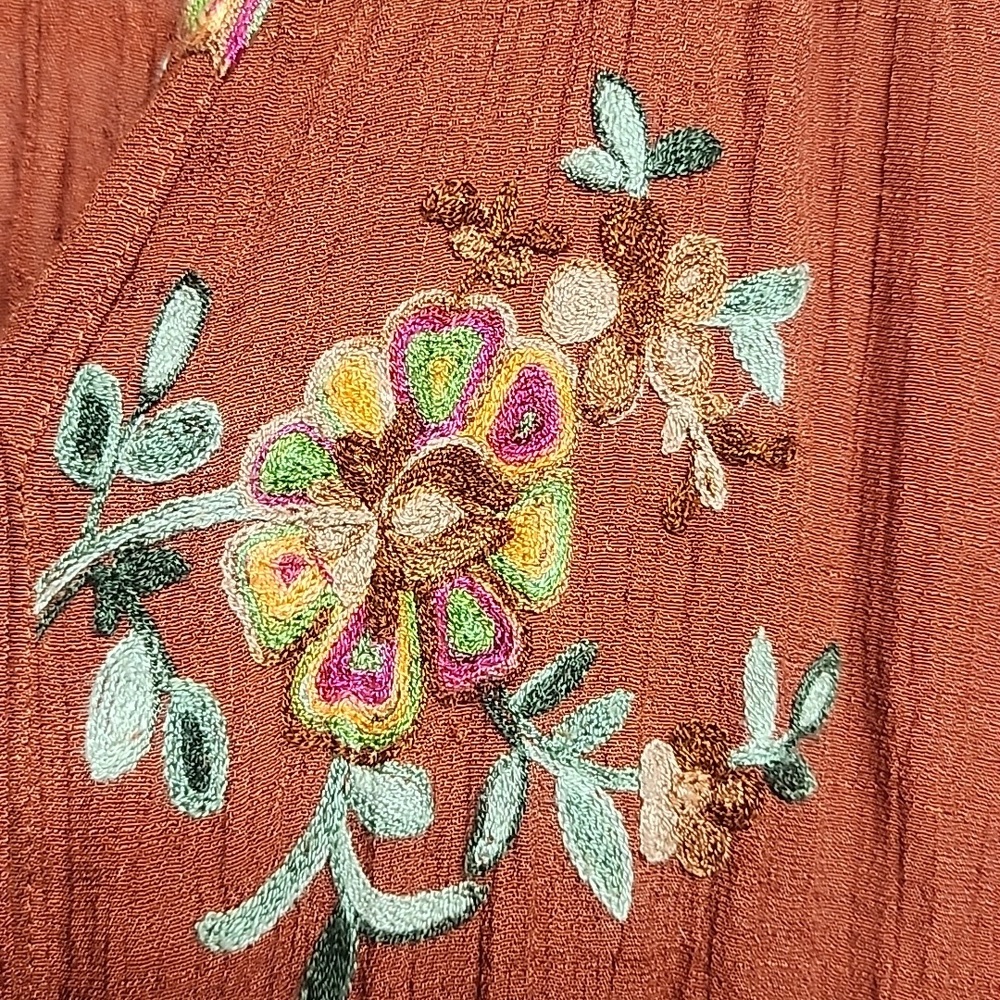 Olive Hill Floral Embroidered Button-Up Bohemian Garedencore Gorgeous XL Blouse - Picture 3 of 11